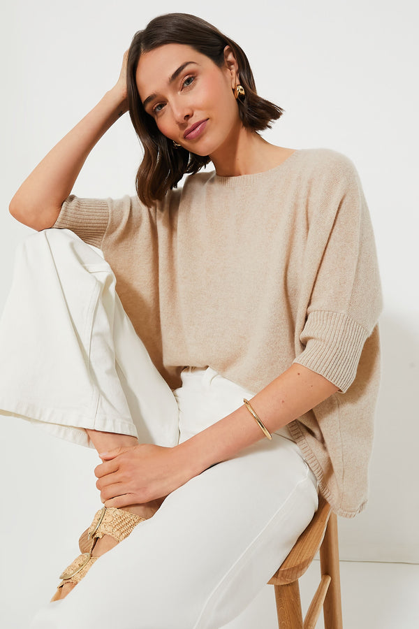 Sandstone Short Sleeve Cashmere Crewneck
