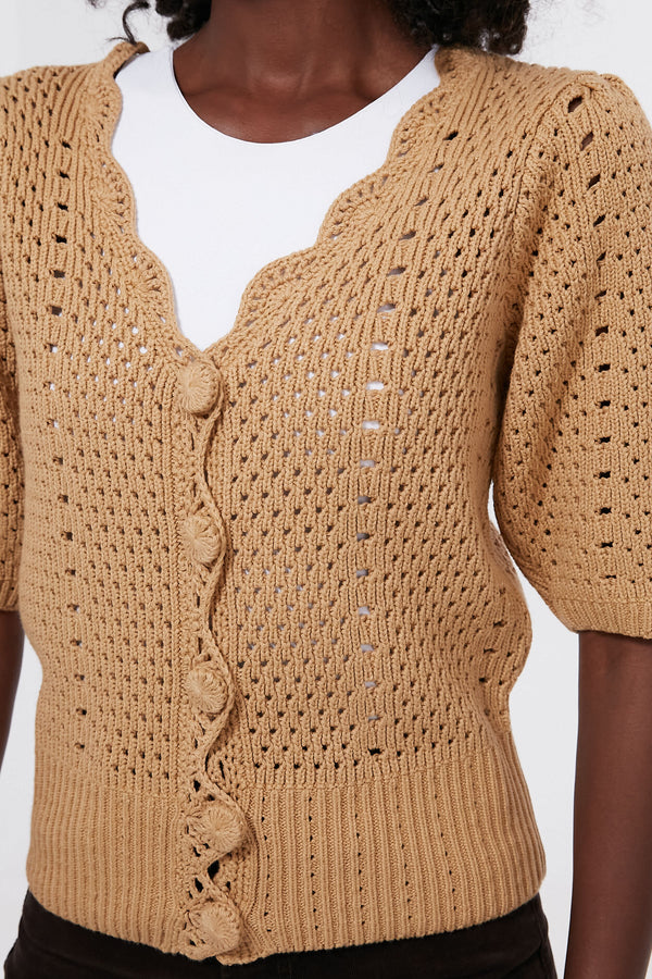 Tan Short Sleeve Alice Cardigan