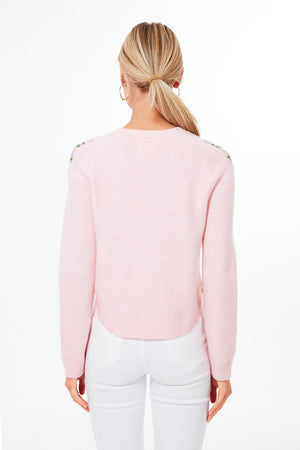 Pink Floral Embroidered Lilah Sweater