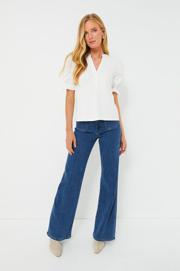White Livia Puff Sleeve Top