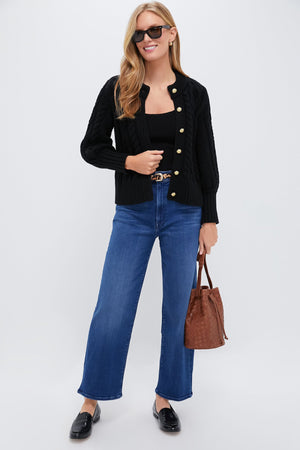 Black Cotton Colette Cardigan