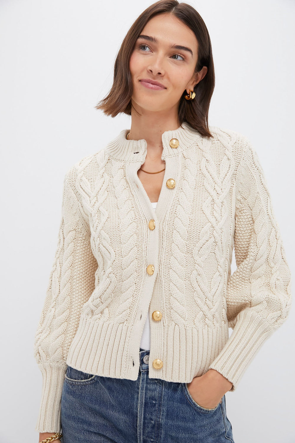 Sandstone Cotton Colette Cardigan