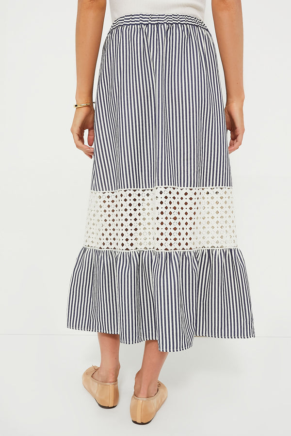 Blue Stripe Eyelet Hana Skirt