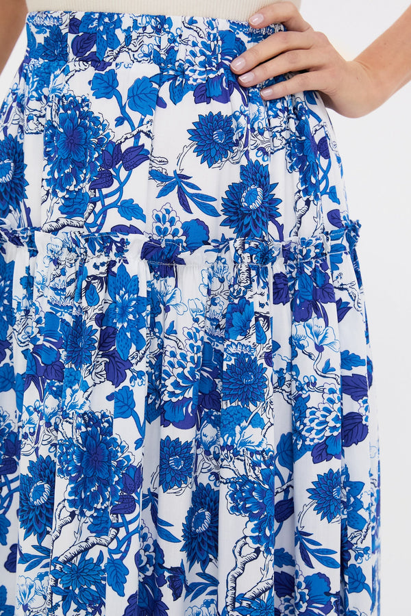 Indigo & Blue Floral Isla Maxi Skirt