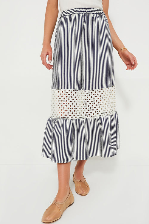 Blue Stripe Eyelet Hana Skirt