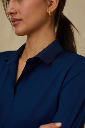 Navy Long Sleeve Caroline Polo
