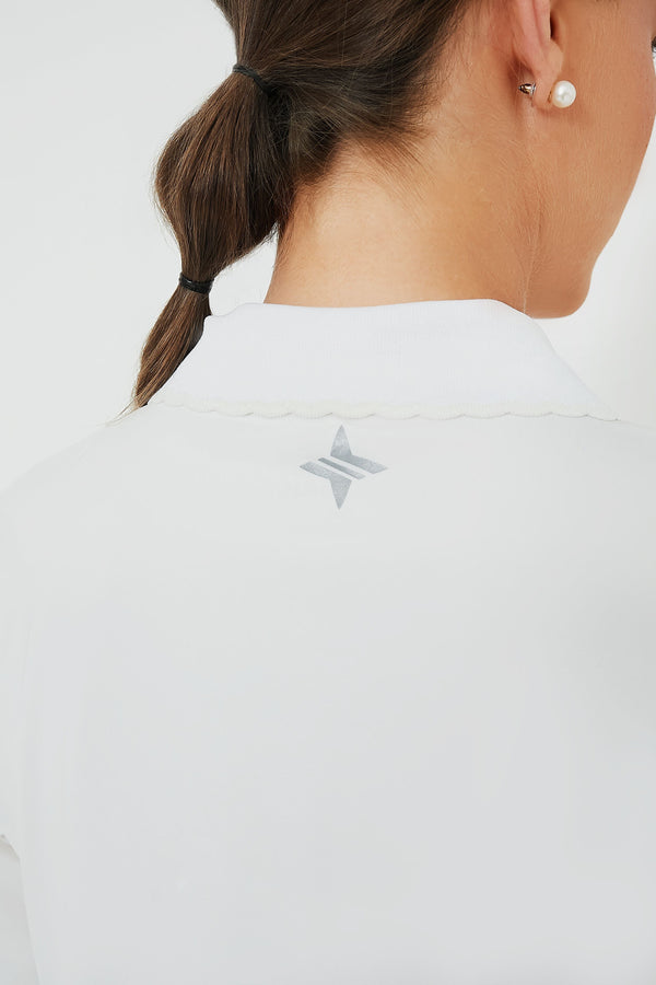 White Long Sleeve Caroline Polo