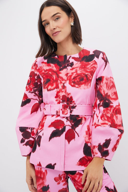 Cerise Blossom Long Sleeve Rhoda Tunic Top