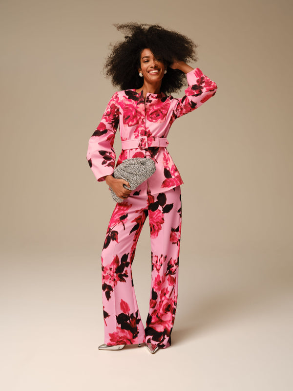 Cerise Blossom Long Sleeve Rhoda Tunic Top