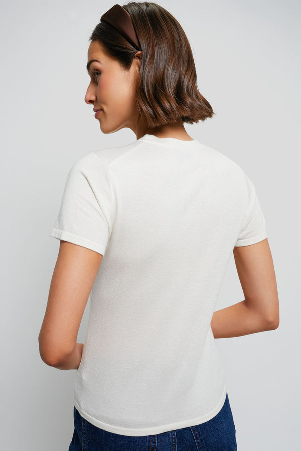 Ivory Cashmere Silk Blend Katie Tee
