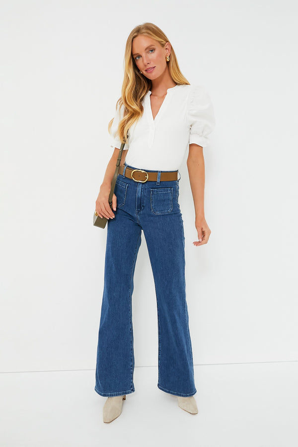 White Livia Puff Sleeve Top