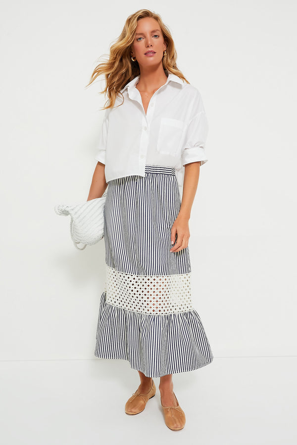 Blue Stripe Eyelet Hana Skirt
