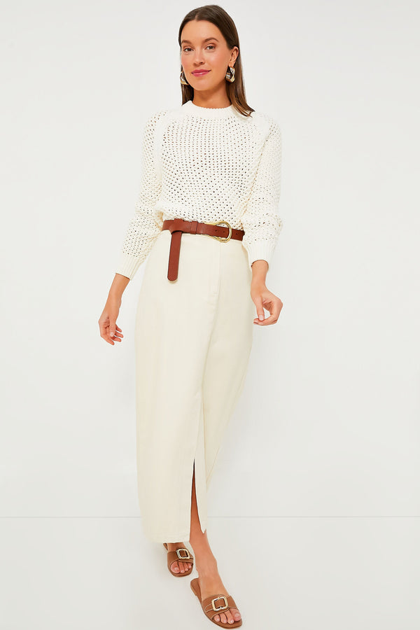 Ivory Crochet Knit Annette Sweater