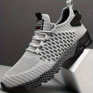 Casual Geometric Print Breathable Mesh Sneakers