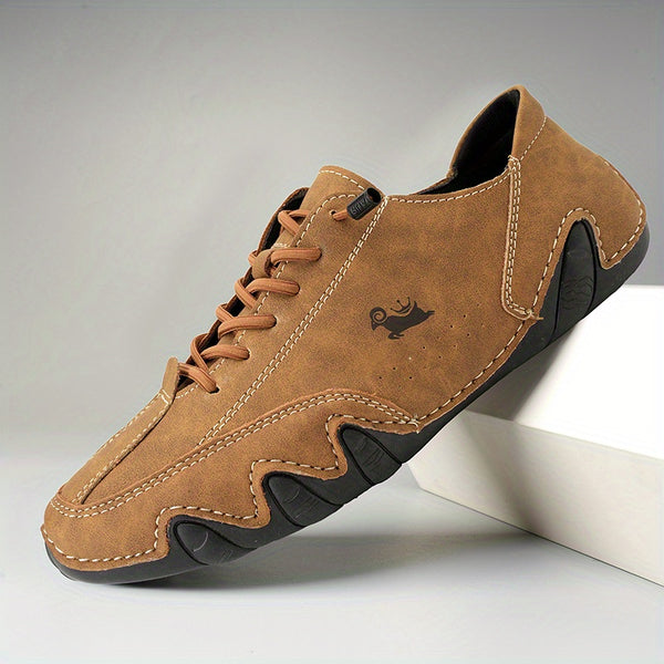 Superfine Fiber Leather Lace-up Sneakers, Comfortable Shoes