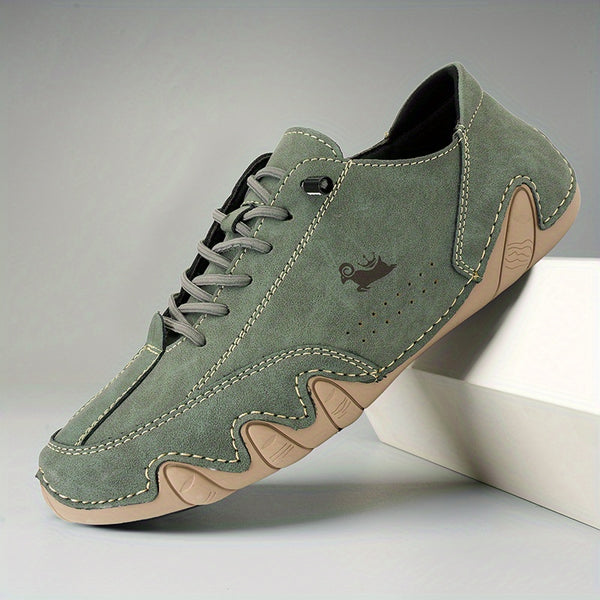 Superfine Fiber Leather Lace-up Sneakers, Comfortable Shoes