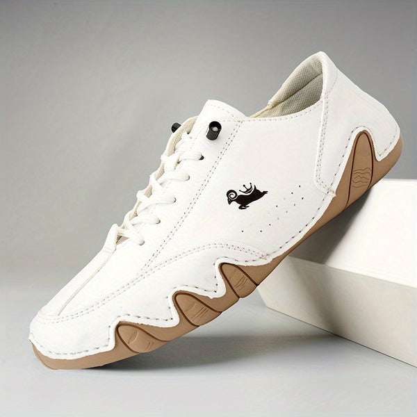 Superfine Fiber Leather Lace-up Sneakers, Comfortable Shoes