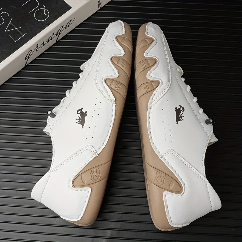 Superfine Fiber Leather Lace-up Sneakers, Comfortable Shoes